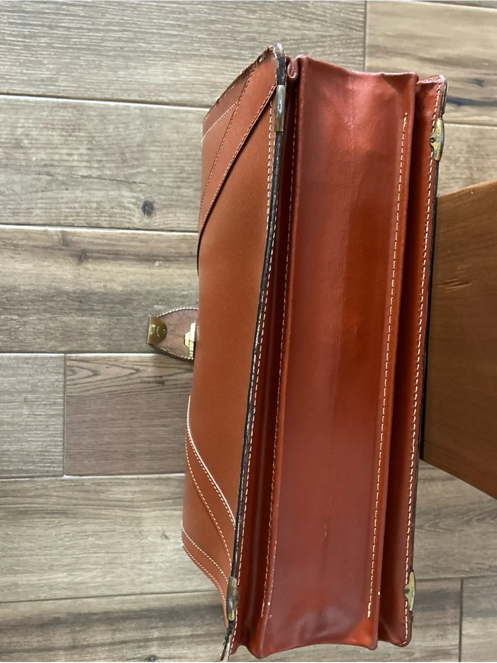 VINTAGE Genuine Deep Cowhide Leather Military Style Briefcase 1960’s Mid Century